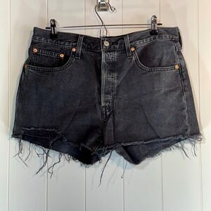 Levis 501 Original High Rise Cut Off Denim Shorts Black Gray W31 56327-0112